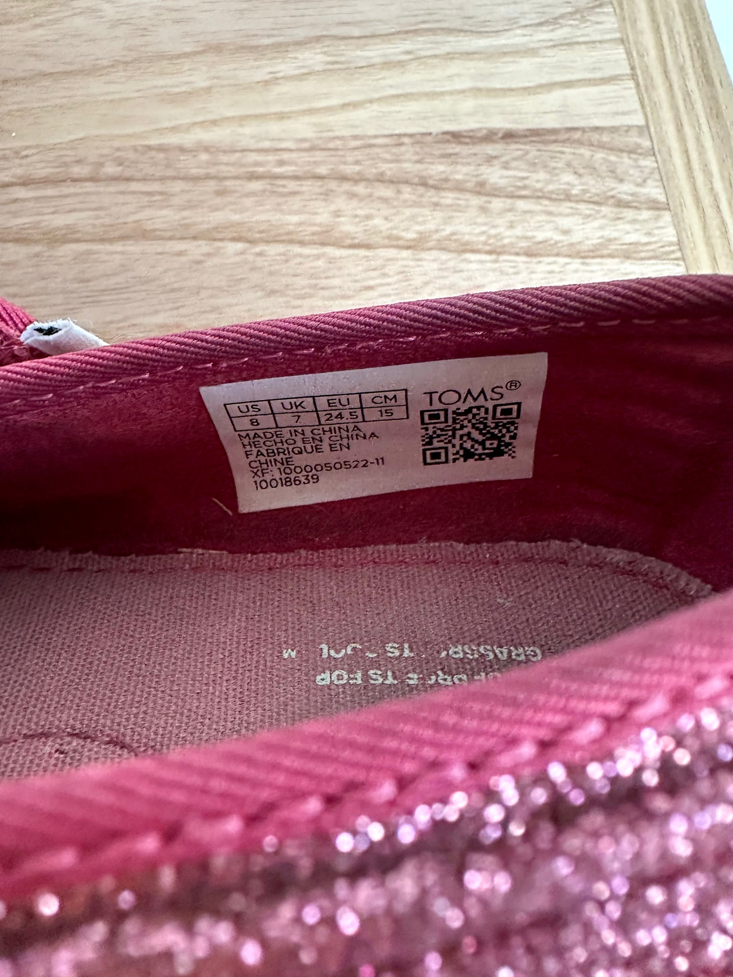 Toms Shimmer Pink Shoes / Size 8 Toddler