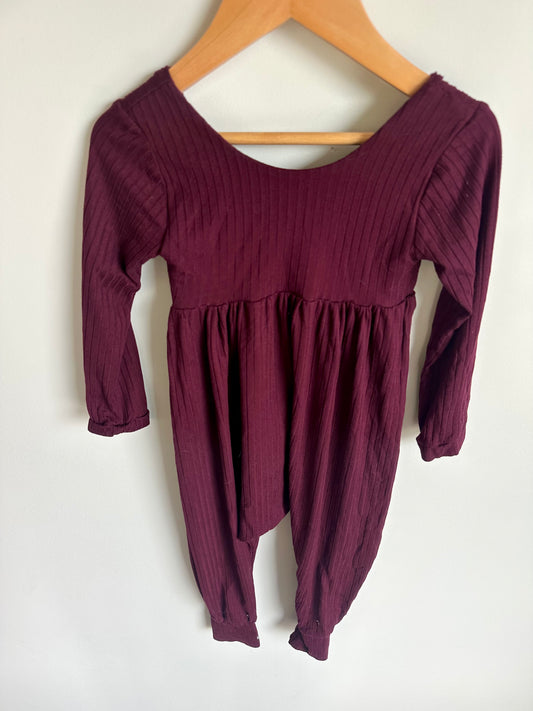 Maroon Soft Long Sleeve Jumpsuit / 2T