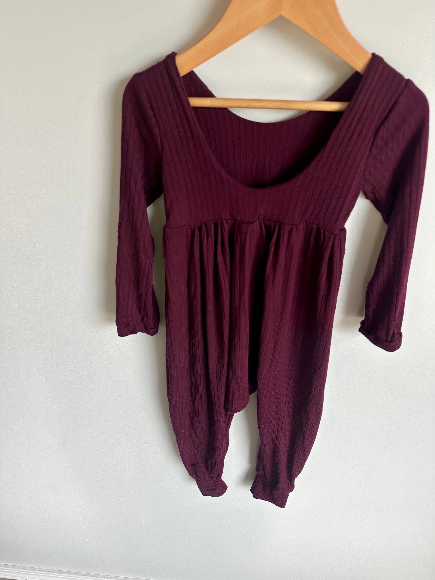 Maroon Soft Long Sleeve Jumpsuit / 2T