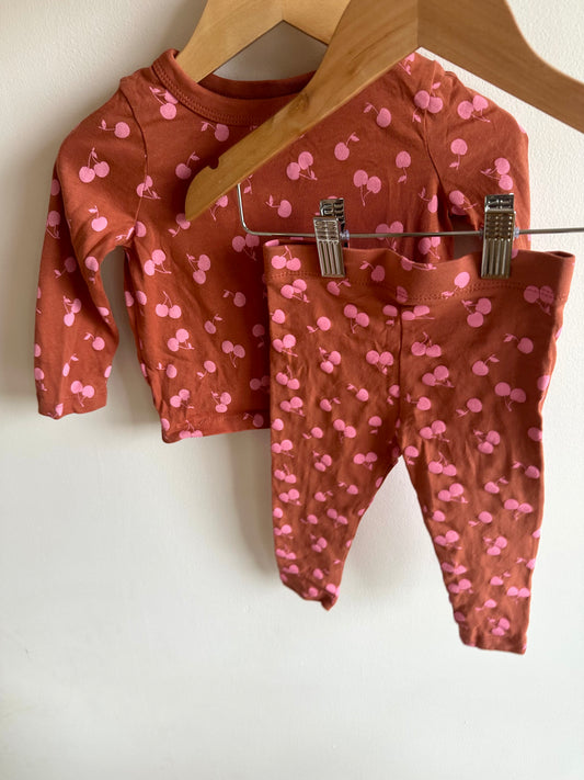 Cherry PJ Top + Bottoms / 6-12m