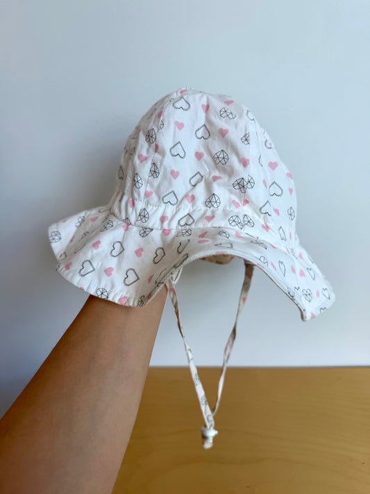 Jan & Jul Heart White Sun Hat / 6-18m