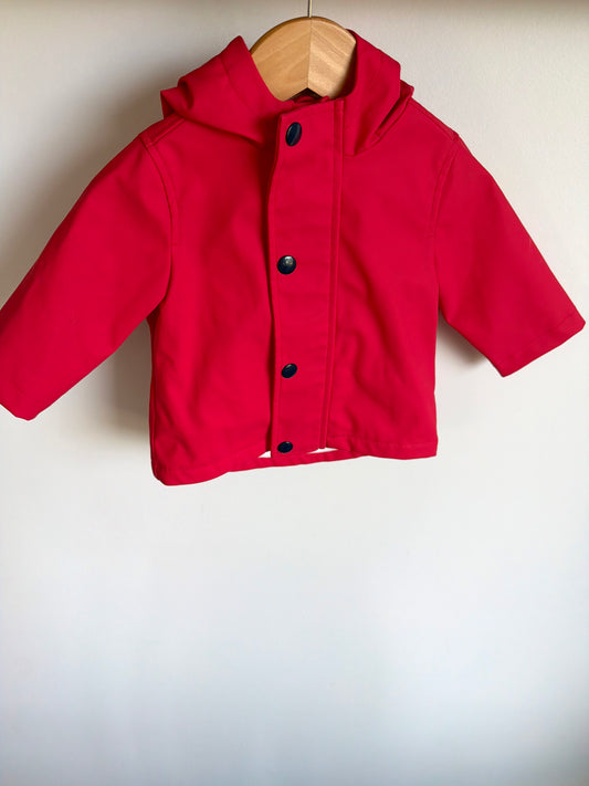 Red Ladybug Fleece Lined Rain Jacket / 3-6m