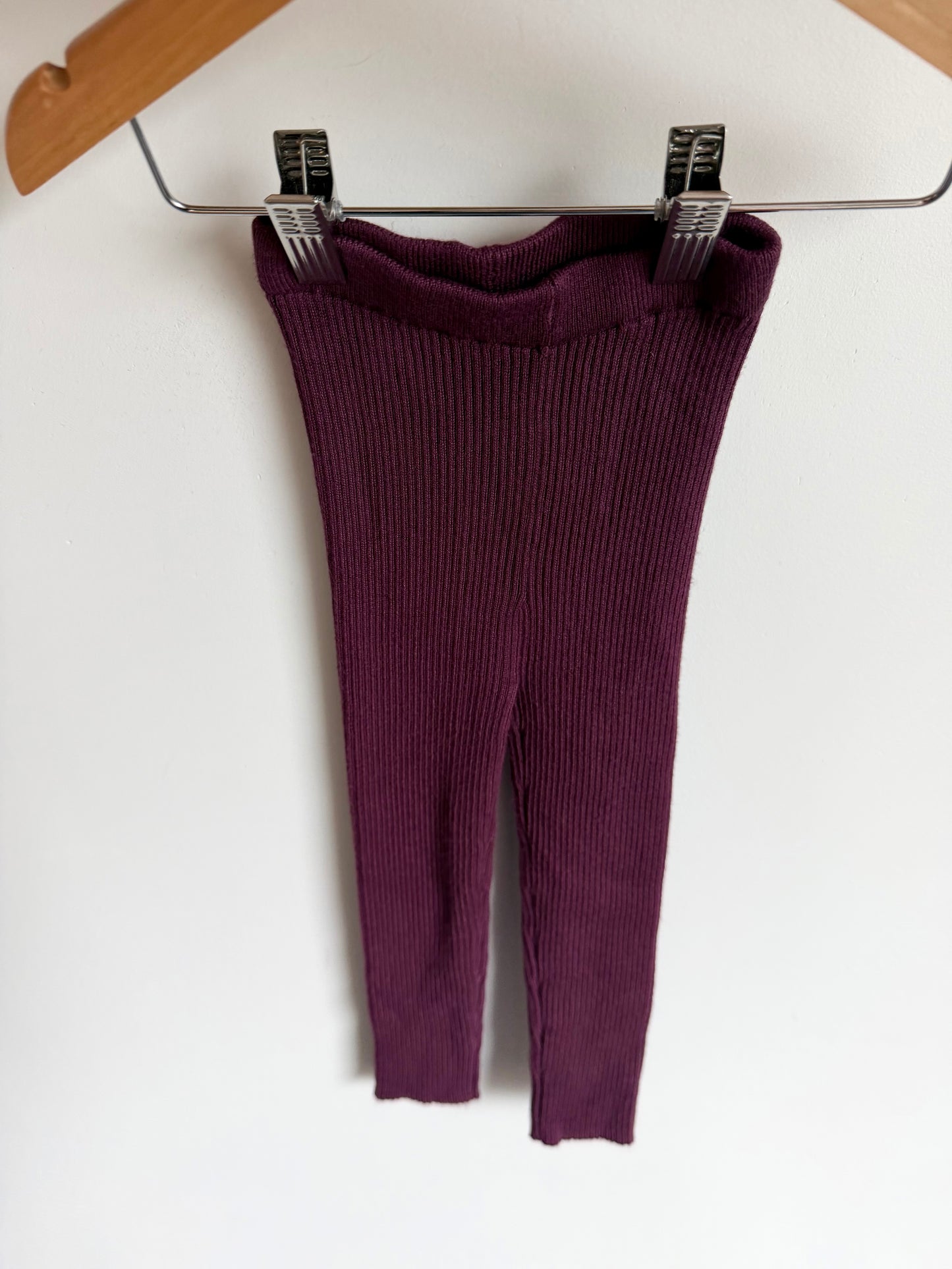 Maroon Ribbed Leggings / 24m