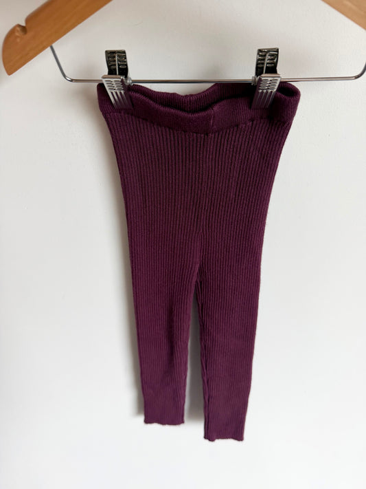 Maroon Ribbed Leggings / 24m