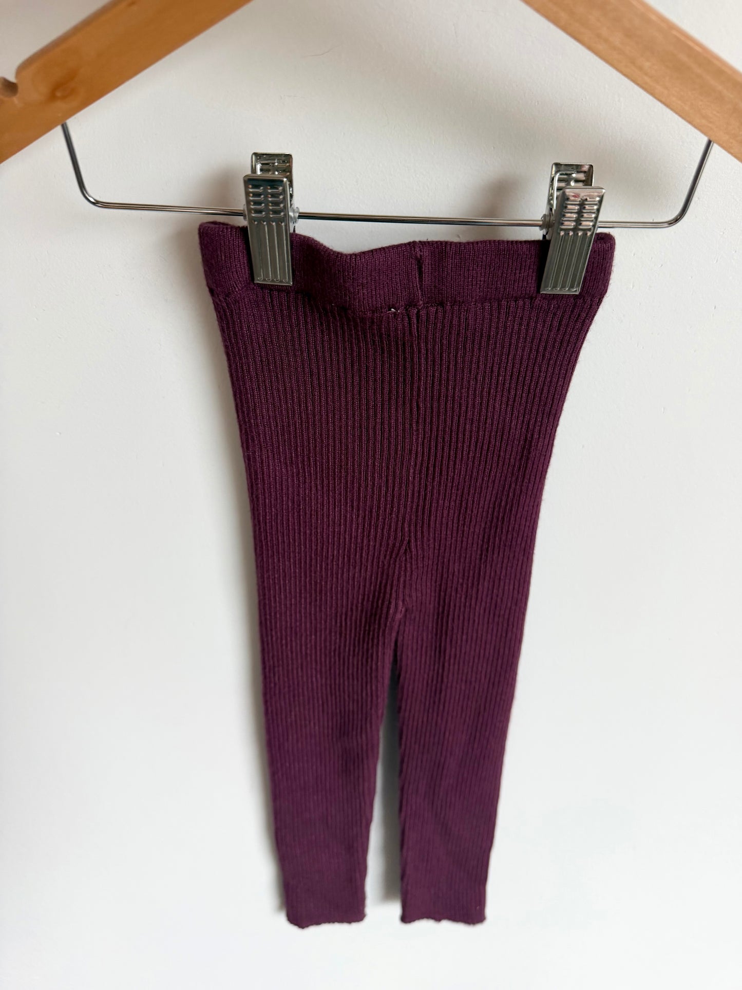 Maroon Ribbed Leggings / 24m