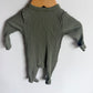 Olive Ribbed Footed Sleeper / 0-3m