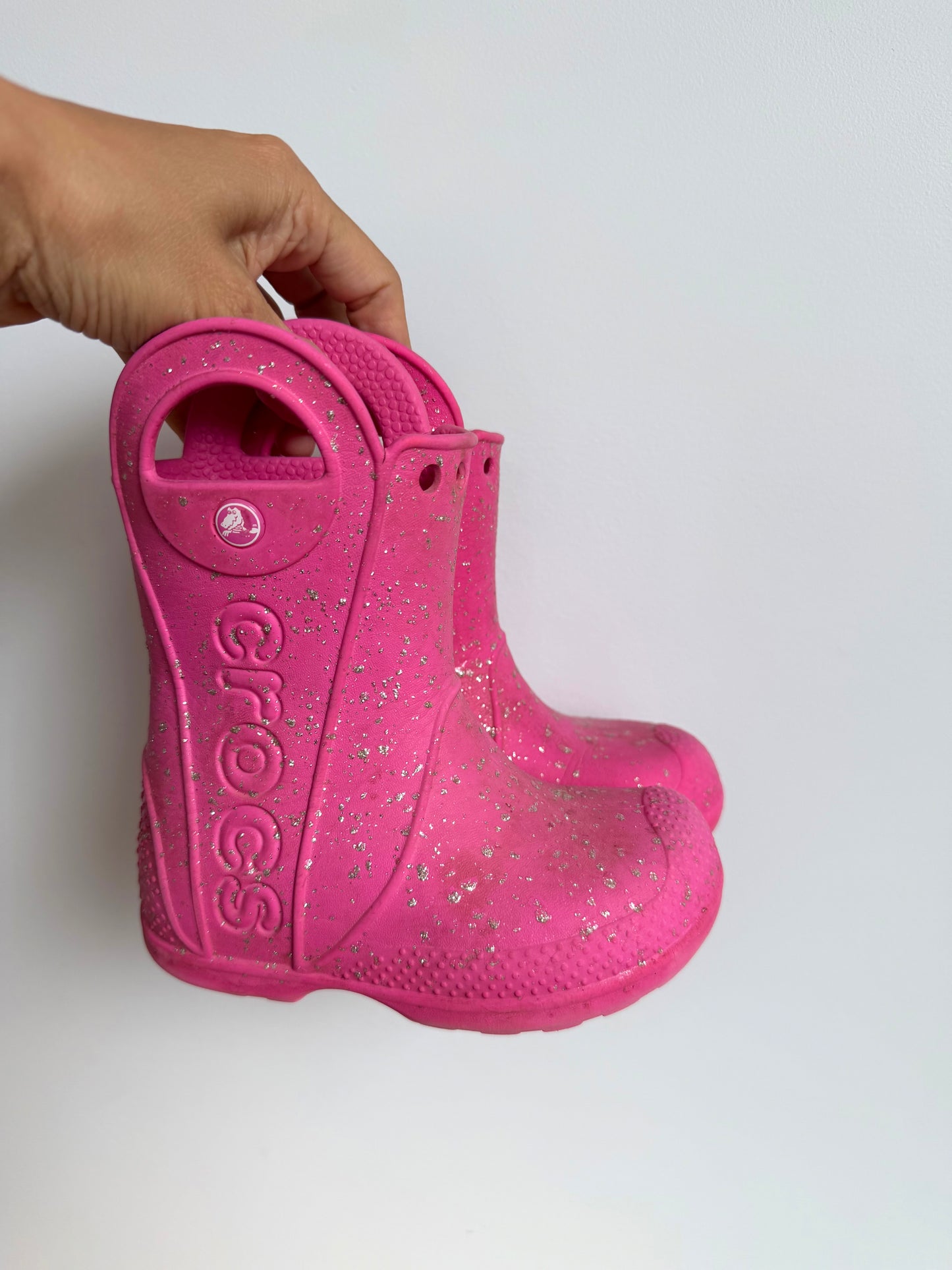Crocs Sparkly Pink Boots / Size 8 Toddler