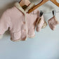 Gap Pink Knit Faux Fur Lined Hooded Cardigan + Boots Set / 6-12m