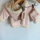 Gap Pink Knit Faux Fur Lined Hooded Cardigan + Boots Set / 6-12m