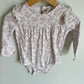 White Floral Bodysuit with Ruffle Trim / 18m