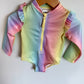 H&M Pastel Long Sleeve Zip Swimsuit / 6-12m