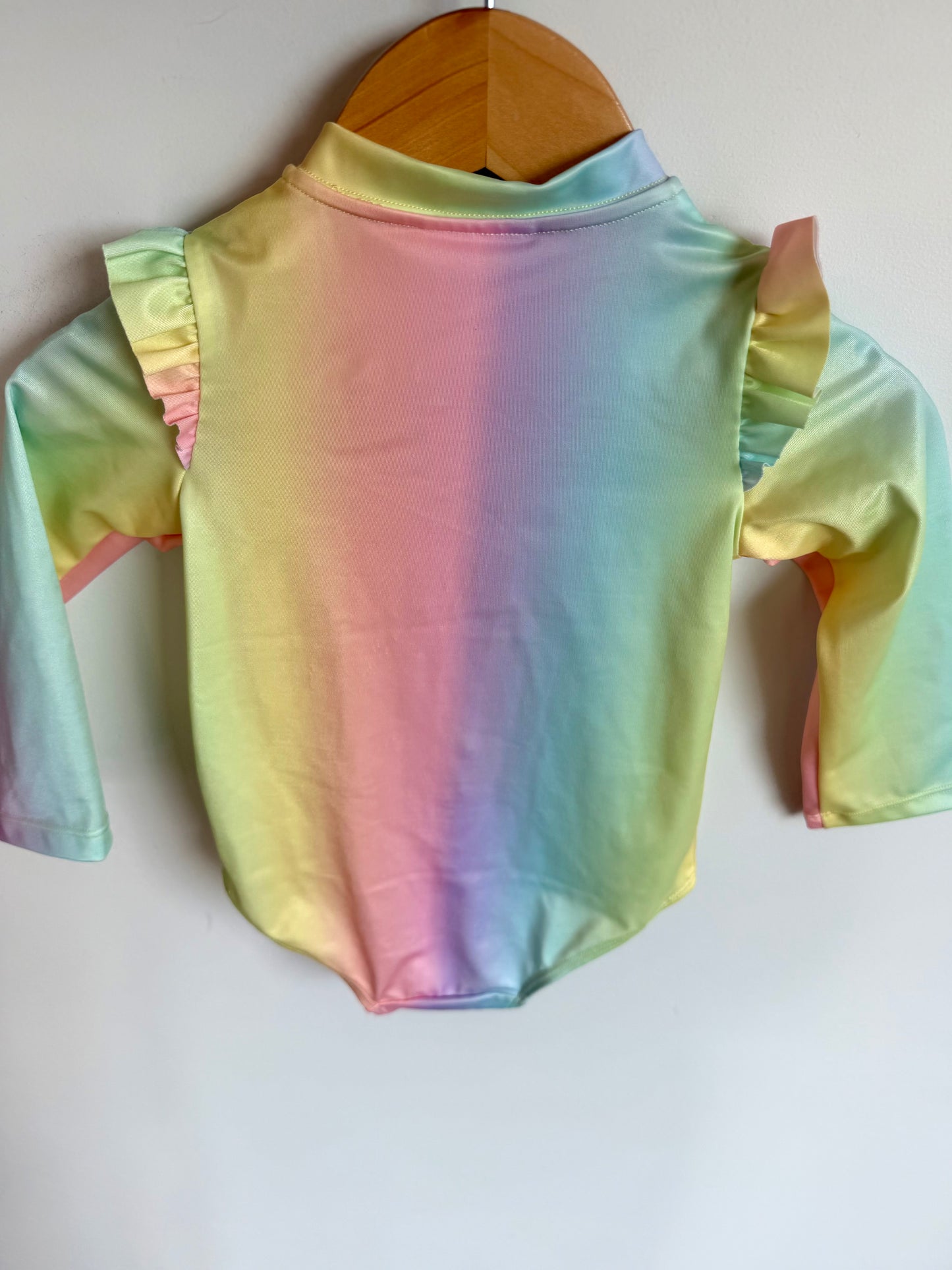 H&M Pastel Long Sleeve Zip Swimsuit / 6-12m