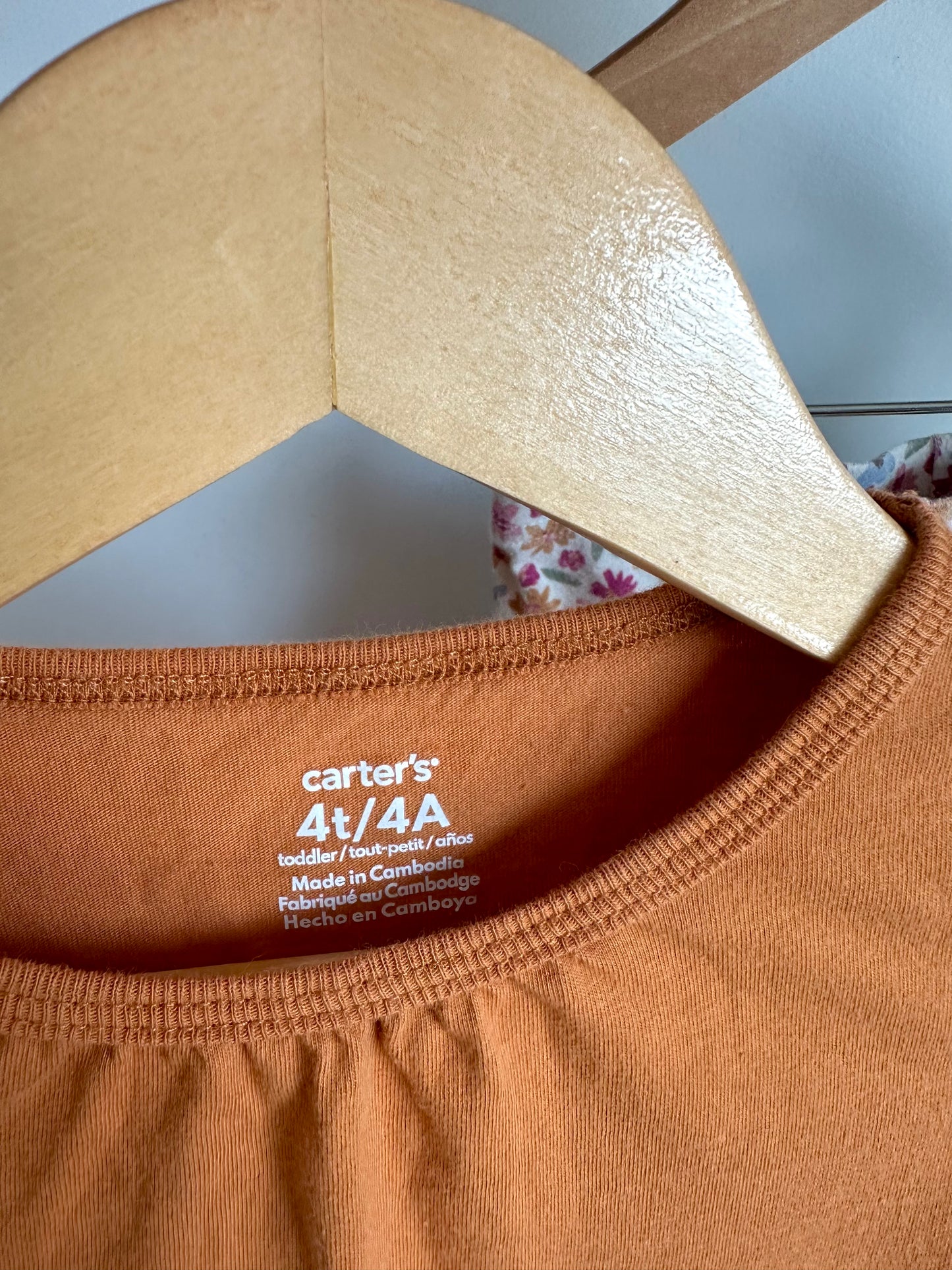 Orange Top + Floral Pants Set / 4T