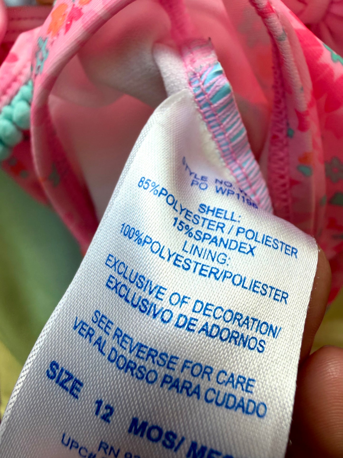 Pink Patterned Swimsuit with Bow / 12m