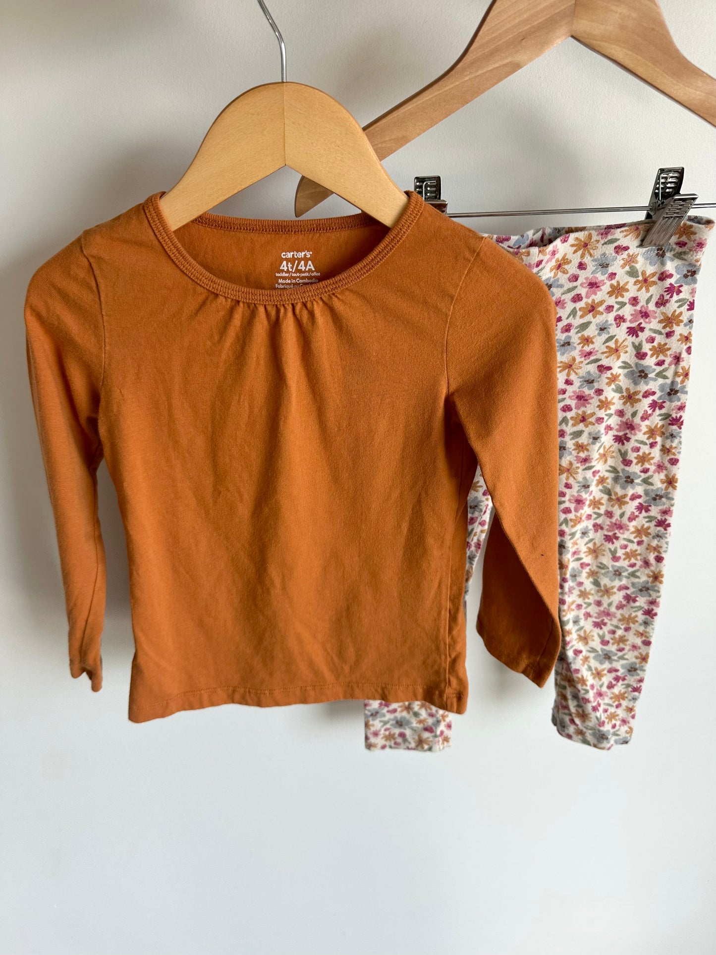 Orange Top + Floral Pants Set / 4T