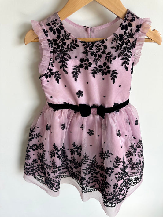 Formal Blush Dress with Black Details / 4T