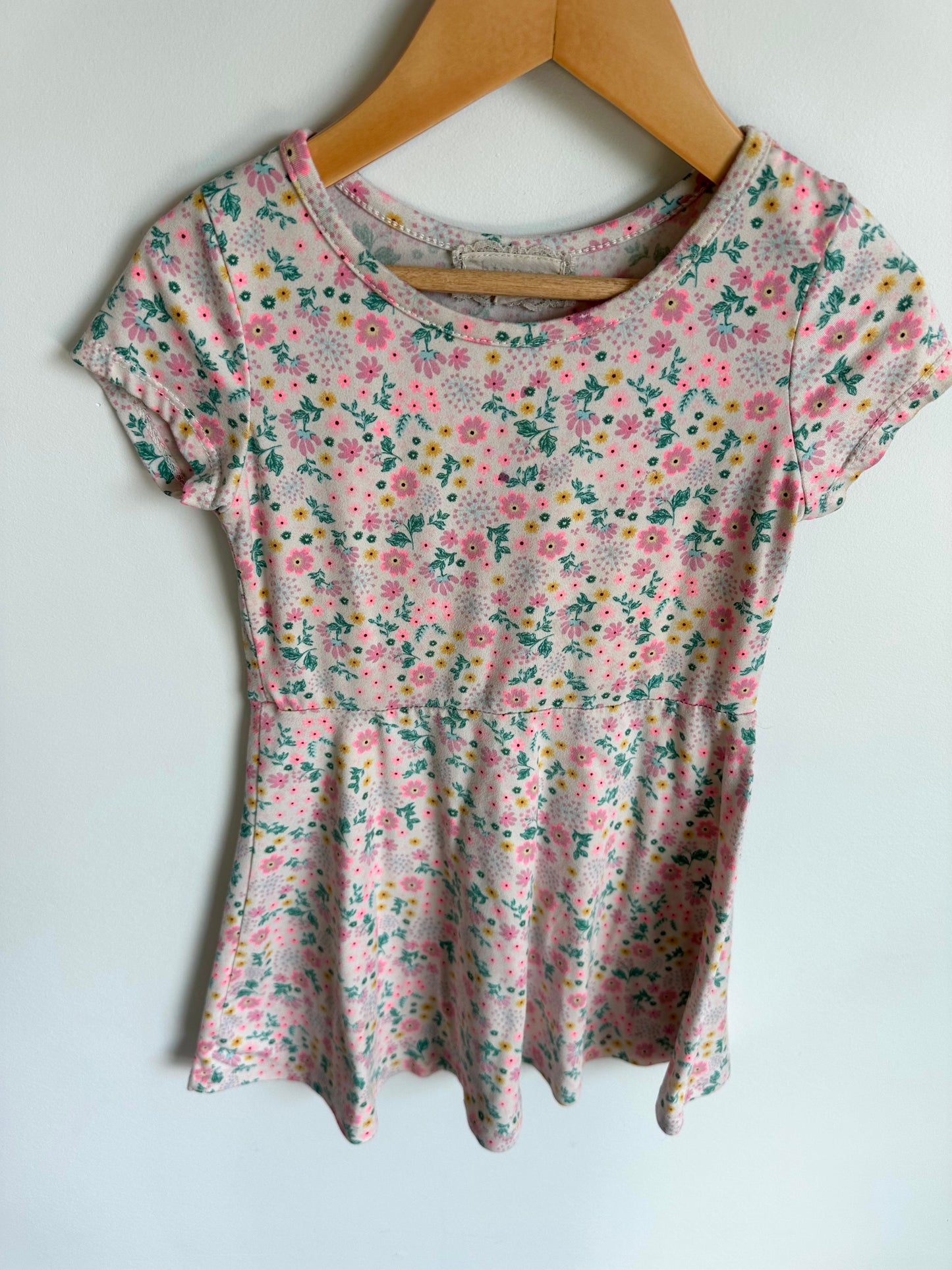 Short Sleeve Floral Dress / 4T