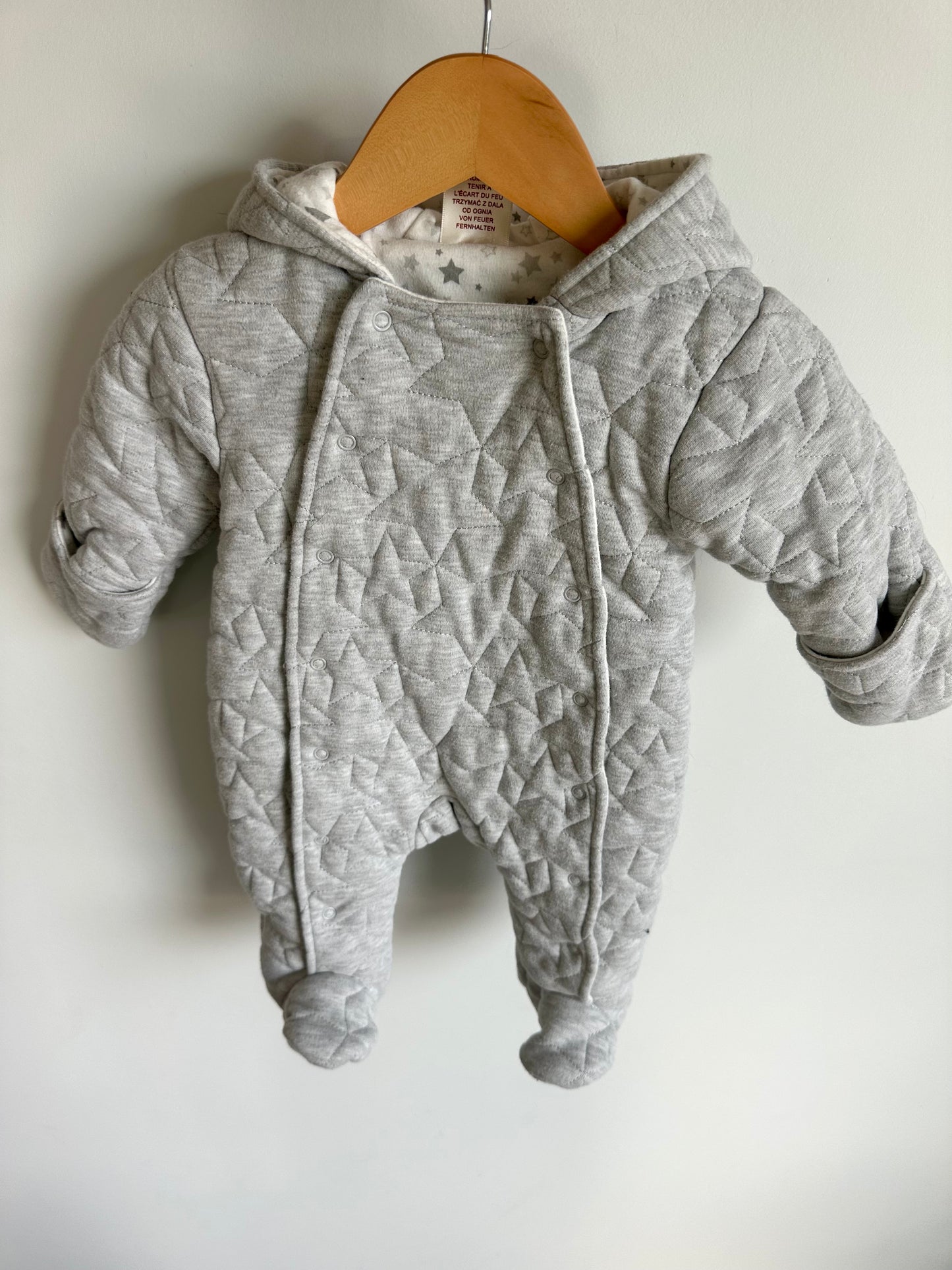 Grey Hood Bunting Suit / 3-6m