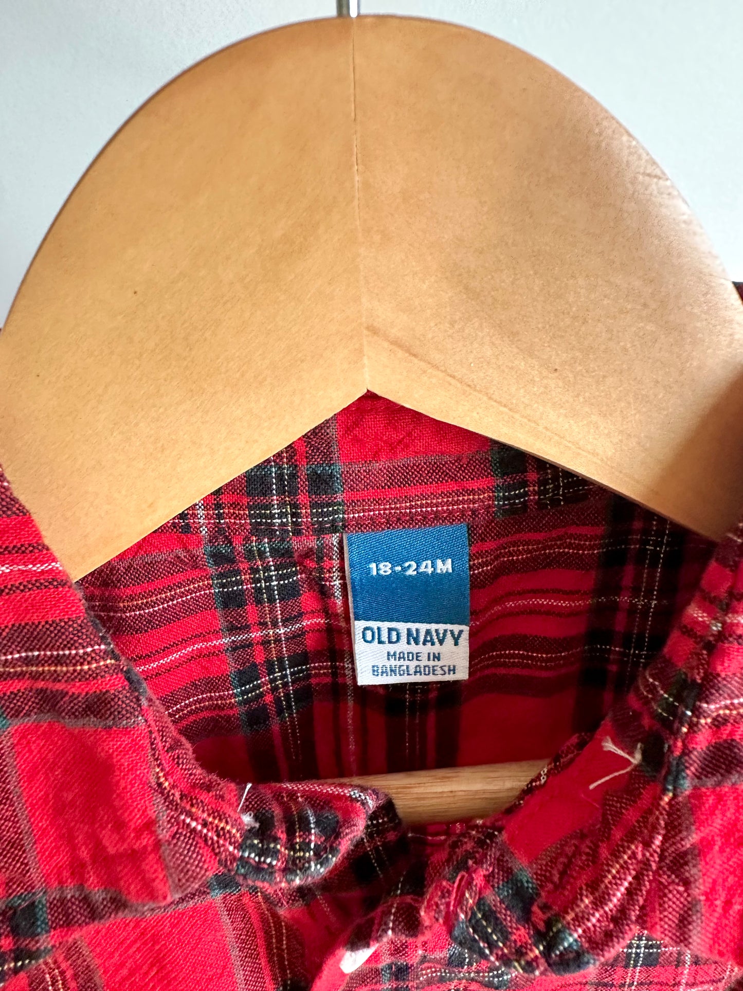 Red Plaid Button Up Top / 18-24m