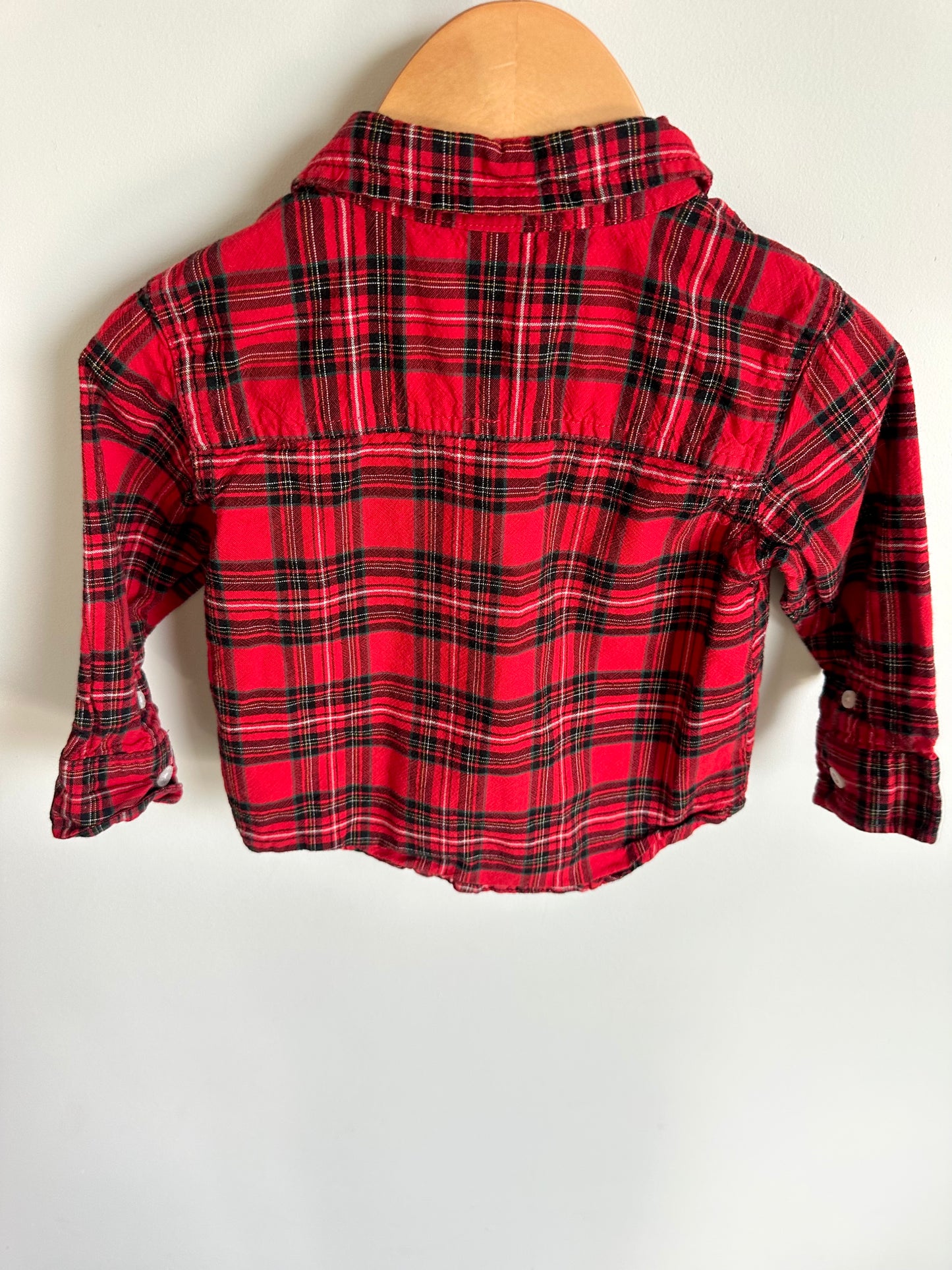 Red Plaid Button Up Top / 18-24m