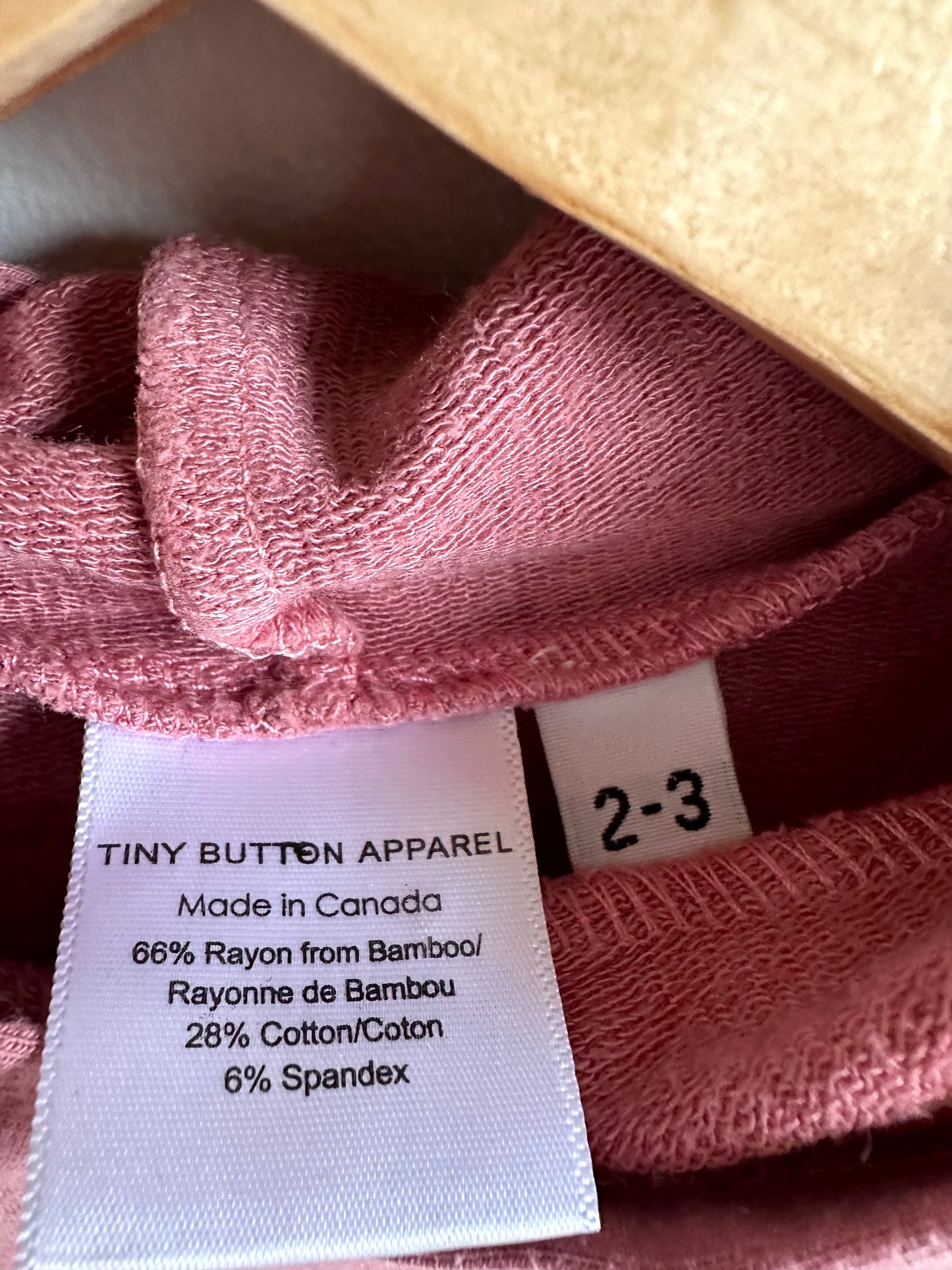 Canada Made Bamboo Pink Hoodie + Pants Set / 2-3T