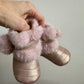Shiny Pink Pom Pom Shoes / Size 3 Infant