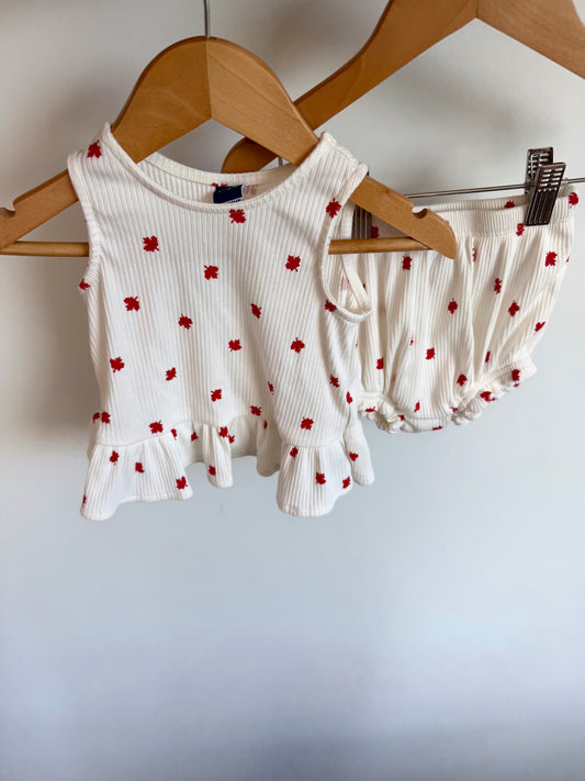 Maple Leaf Peplum Top + Shorties Set / 12-18m