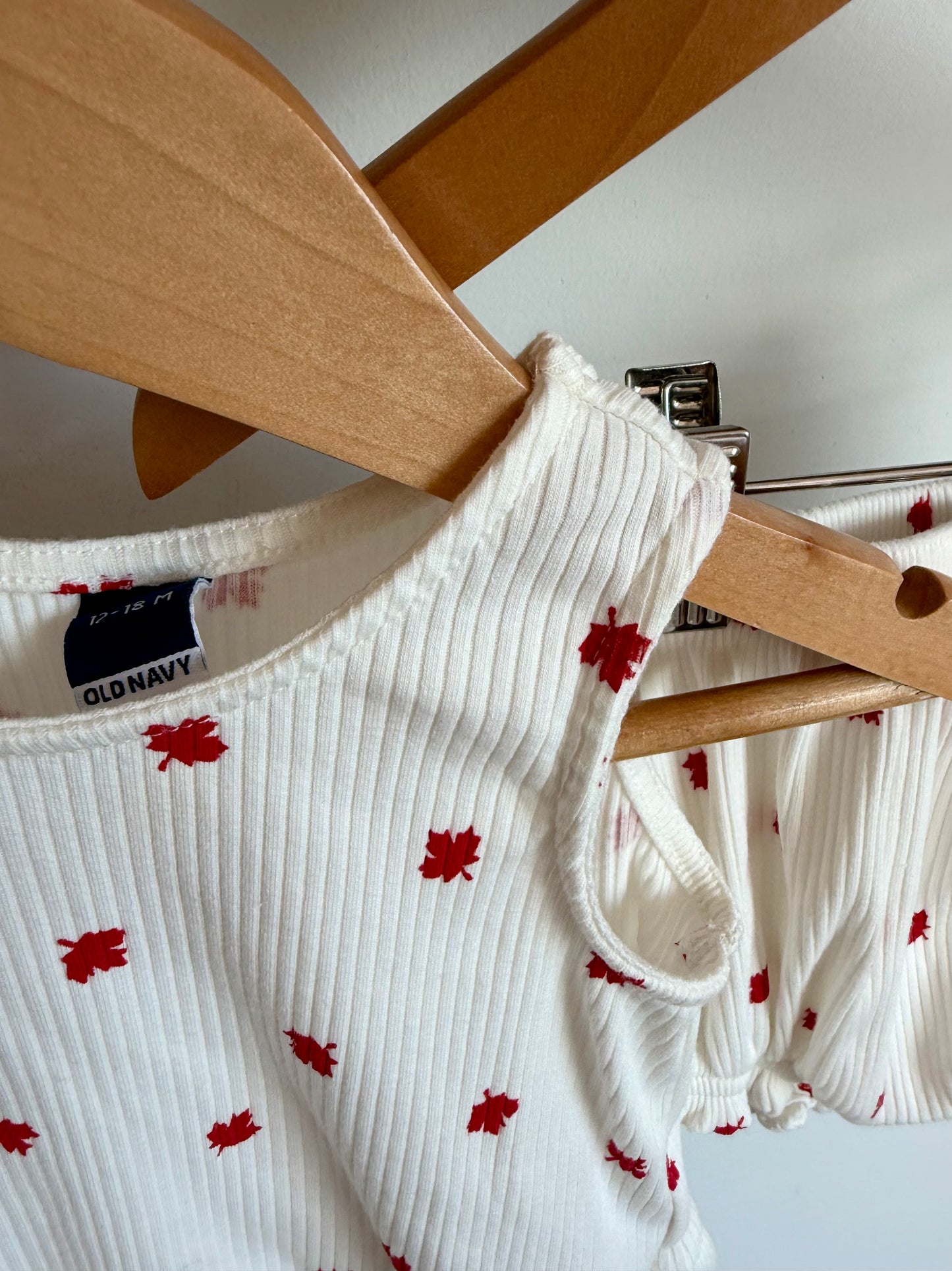 Maple Leaf Peplum Top + Shorties Set / 12-18m