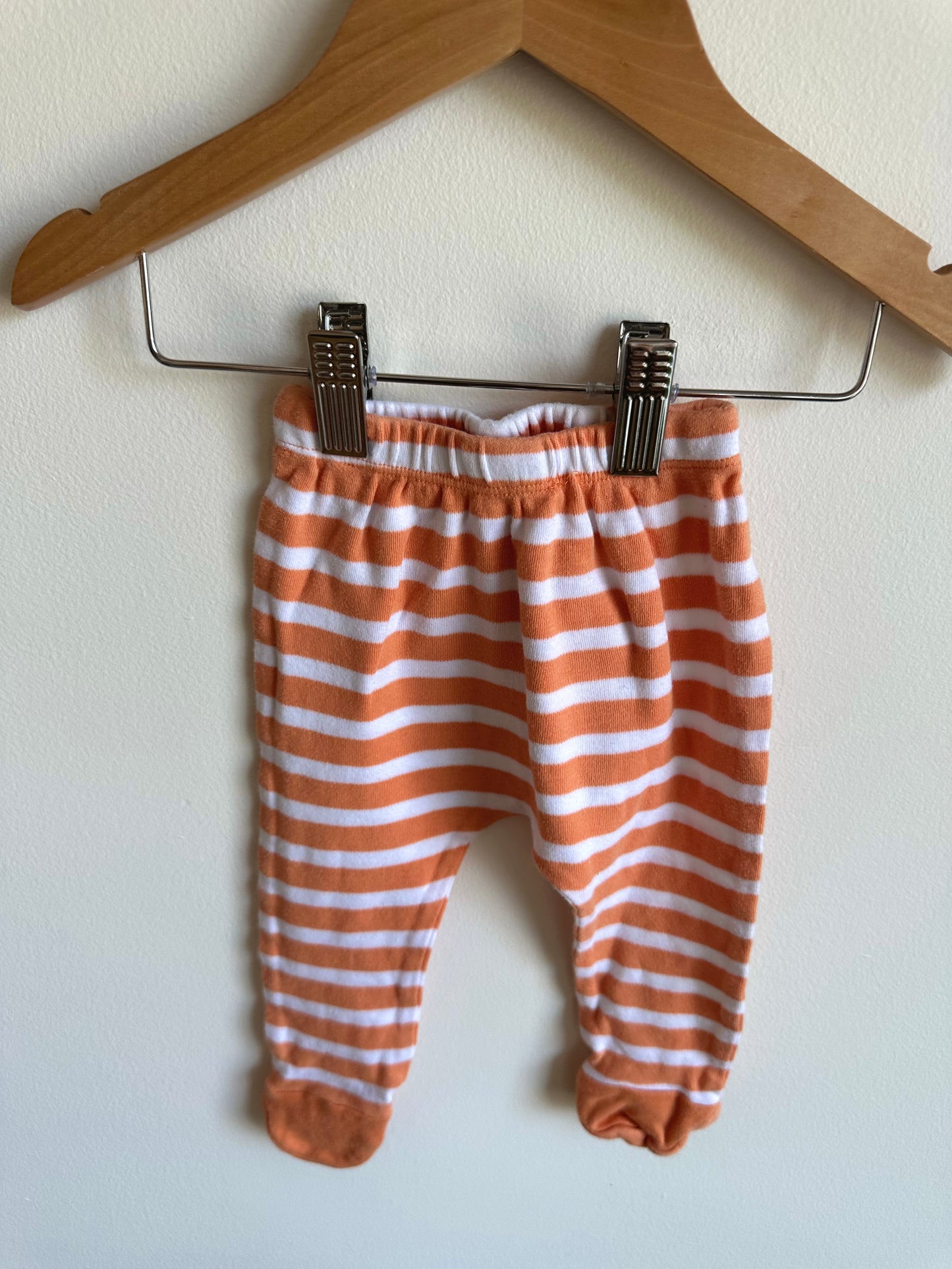 Striped Pumpkin Footed Pants / 0-3m