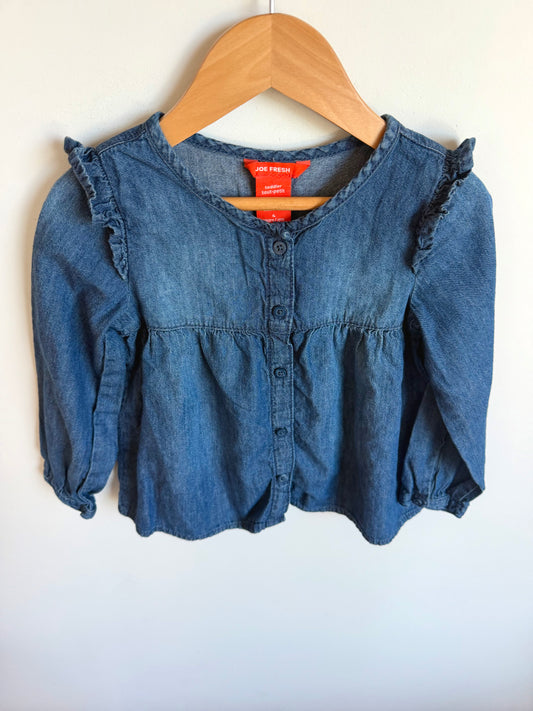 Chambray Ruffle Shoulder Top / 4T