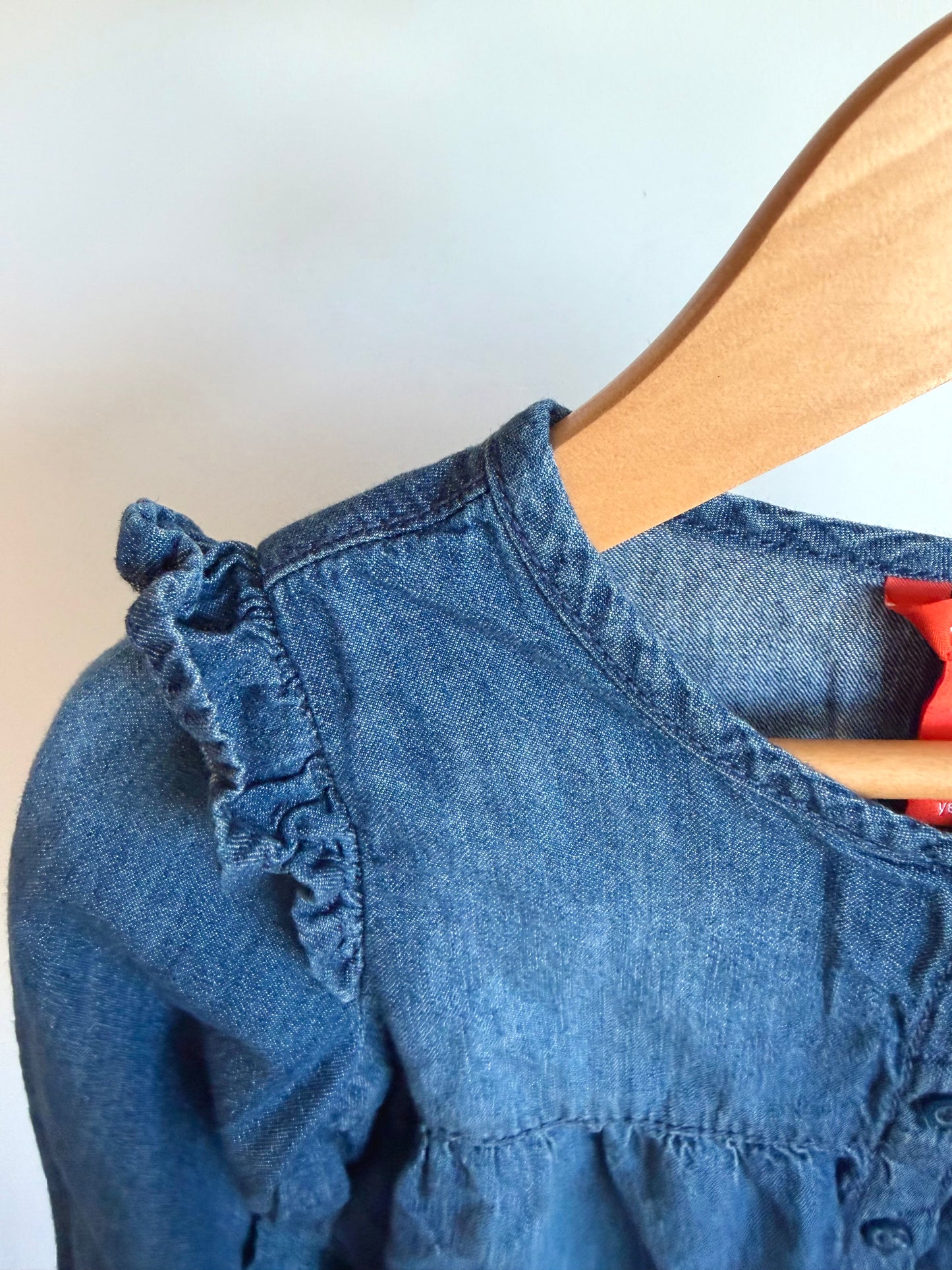 Chambray Ruffle Shoulder Top / 4T