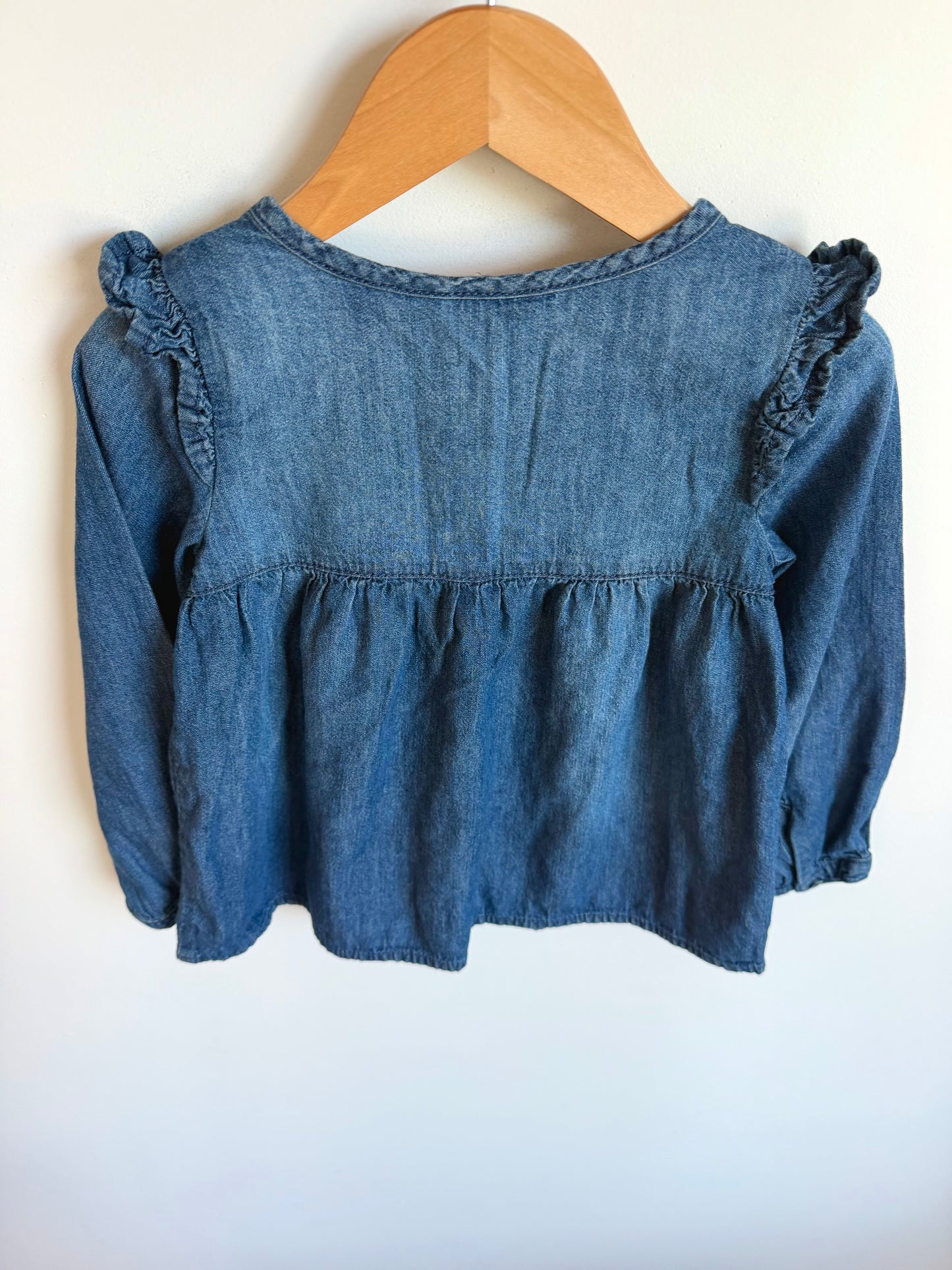 Chambray Ruffle Shoulder Top / 4T