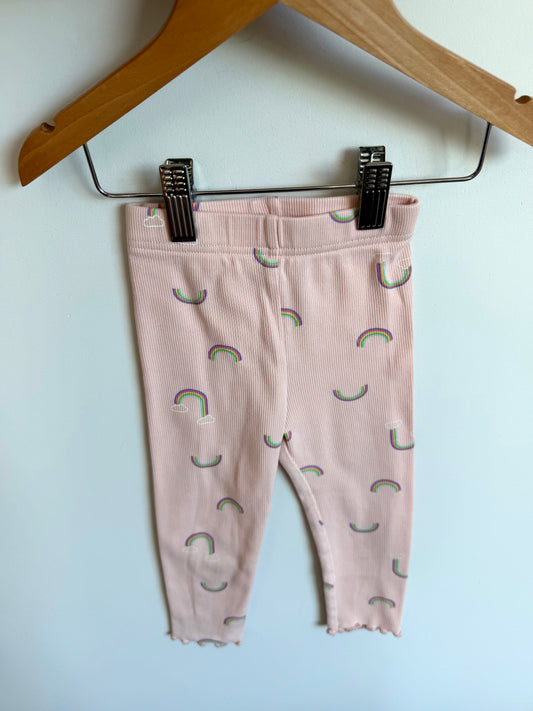 Pink Ribbed Rainbow Leggings / 2T