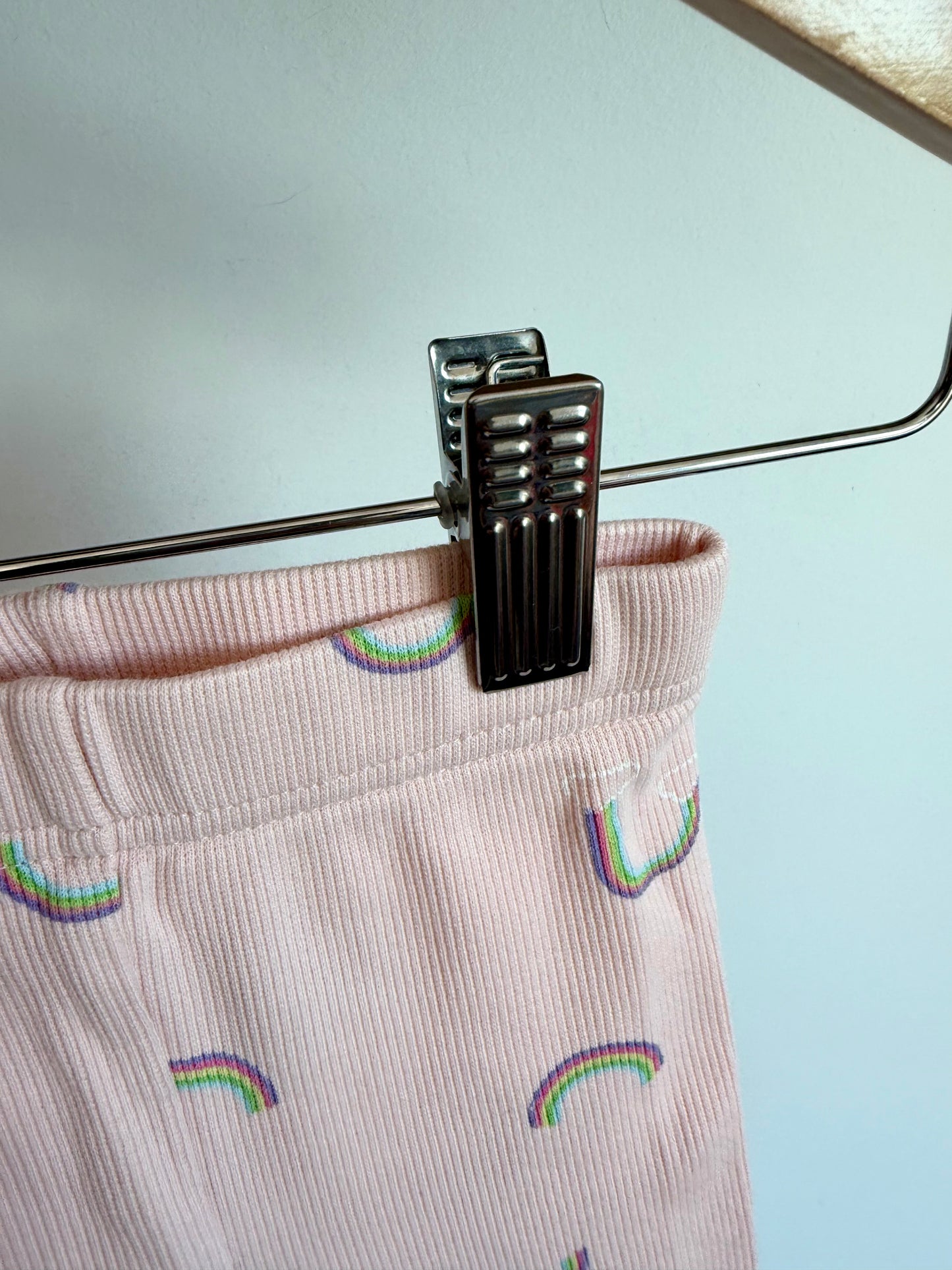 Pink Ribbed Rainbow Leggings / 2T
