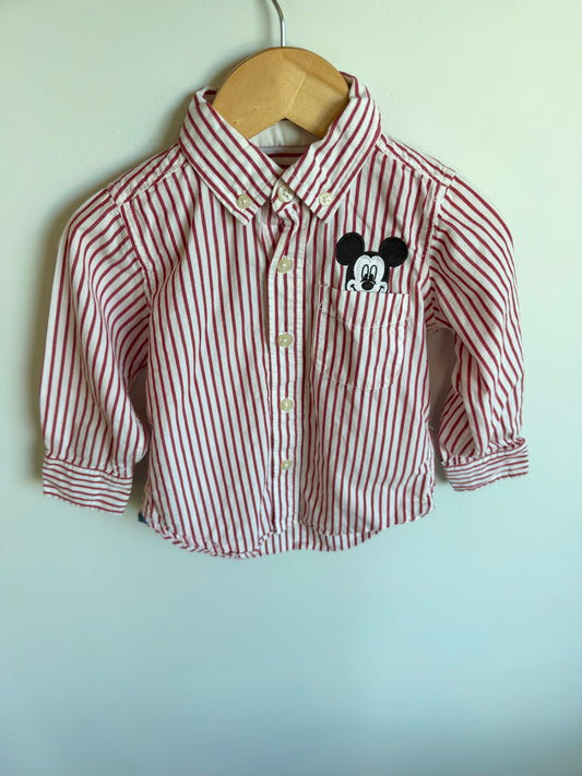 Red Striped Button Up Top / 2T