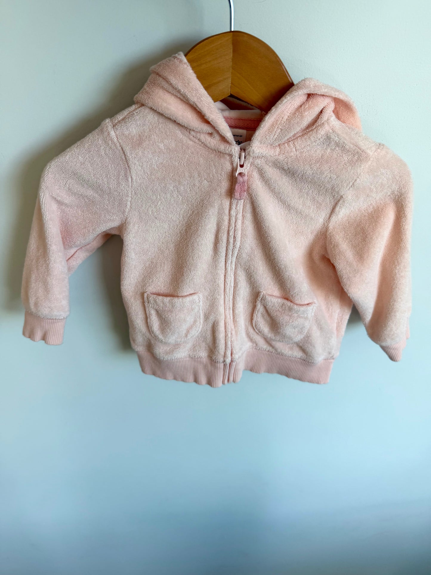 Pink Terry Bear Hoodie / 9m