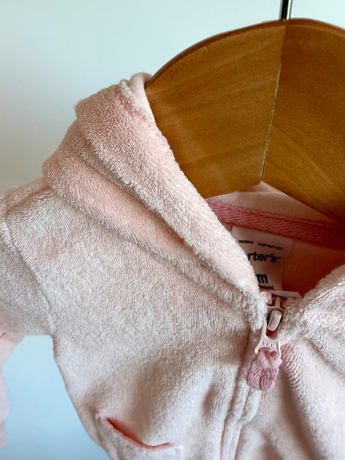 Pink Terry Bear Hoodie / 9m
