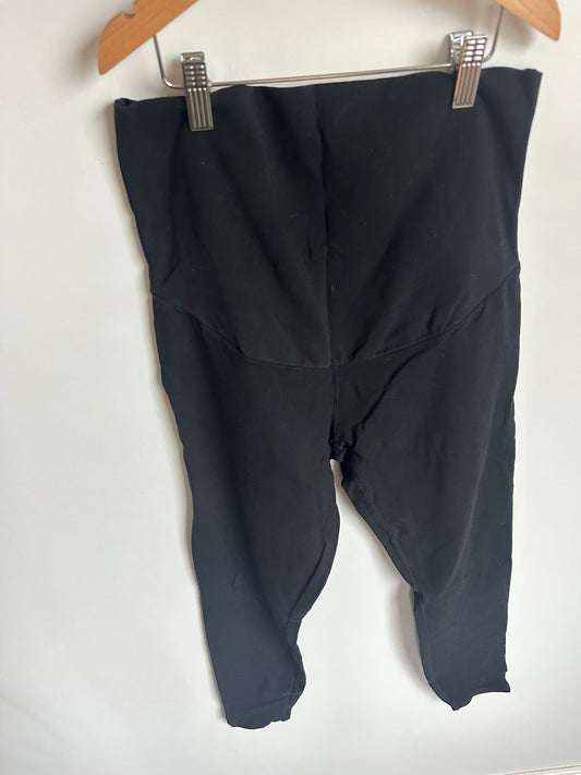 Thyme Black Cotton Maternity Leggings / Small