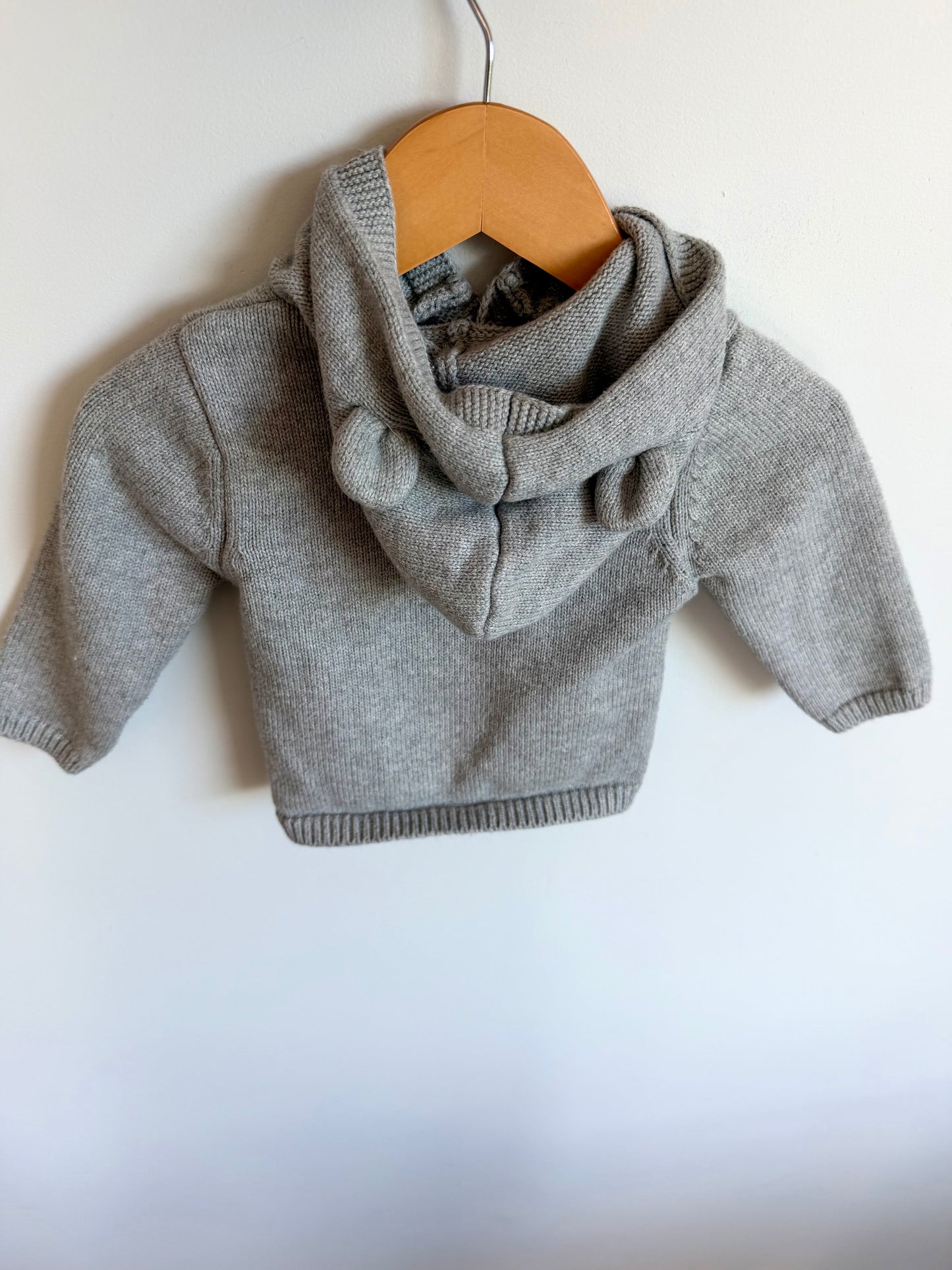 100% Cotton Grey Knit Cardigan / 6-9m