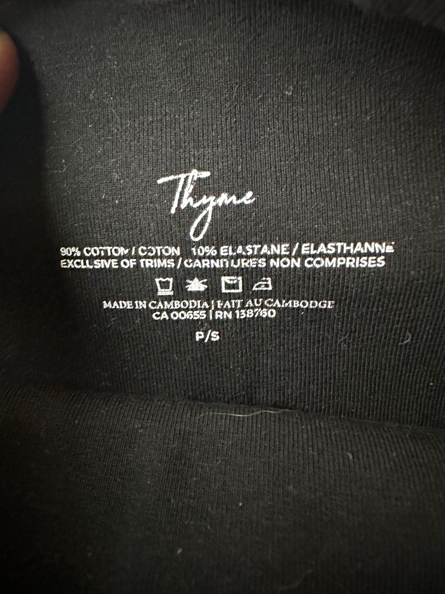 Thyme Black Cotton Maternity Leggings / Small