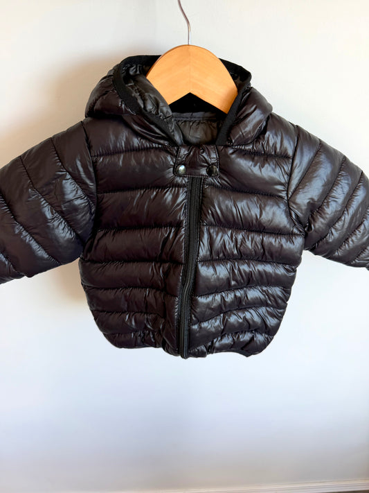 Black Hooded Puffer Jacket / 12m