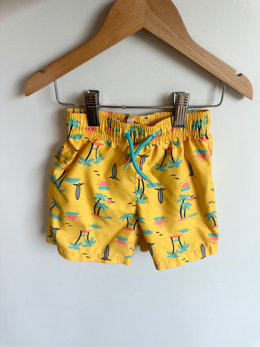 Surf Board Yellow Swim Shorts / 2T