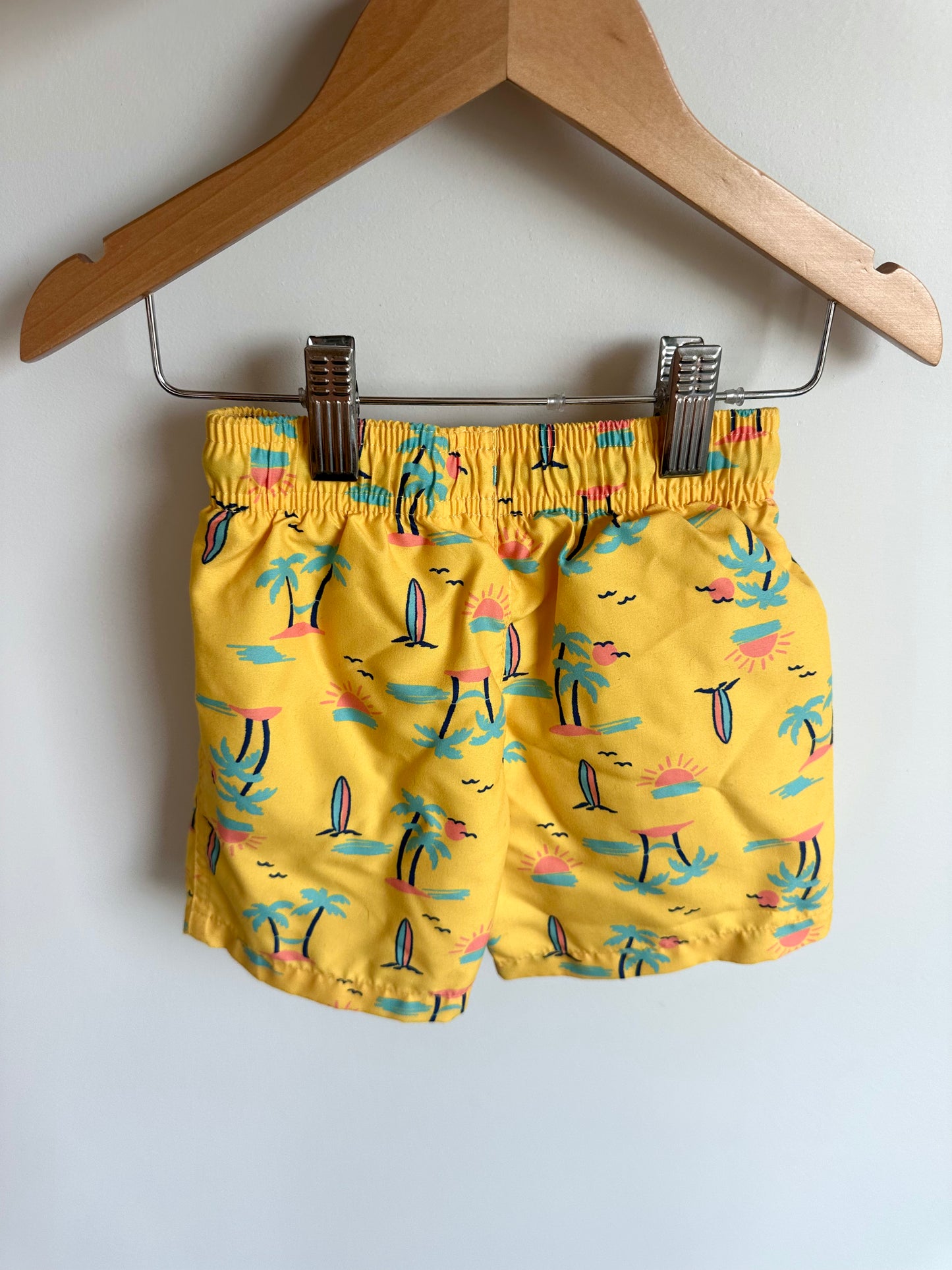 Surf Board Yellow Swim Shorts / 2T