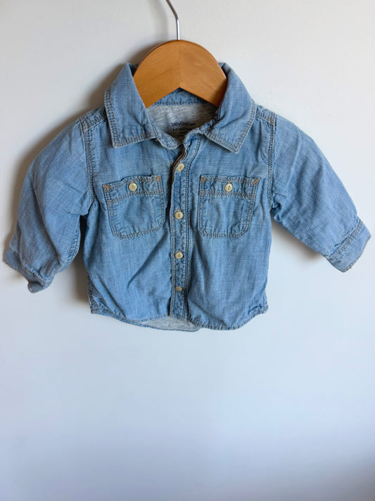 Denim Like Button Top / 6-12m