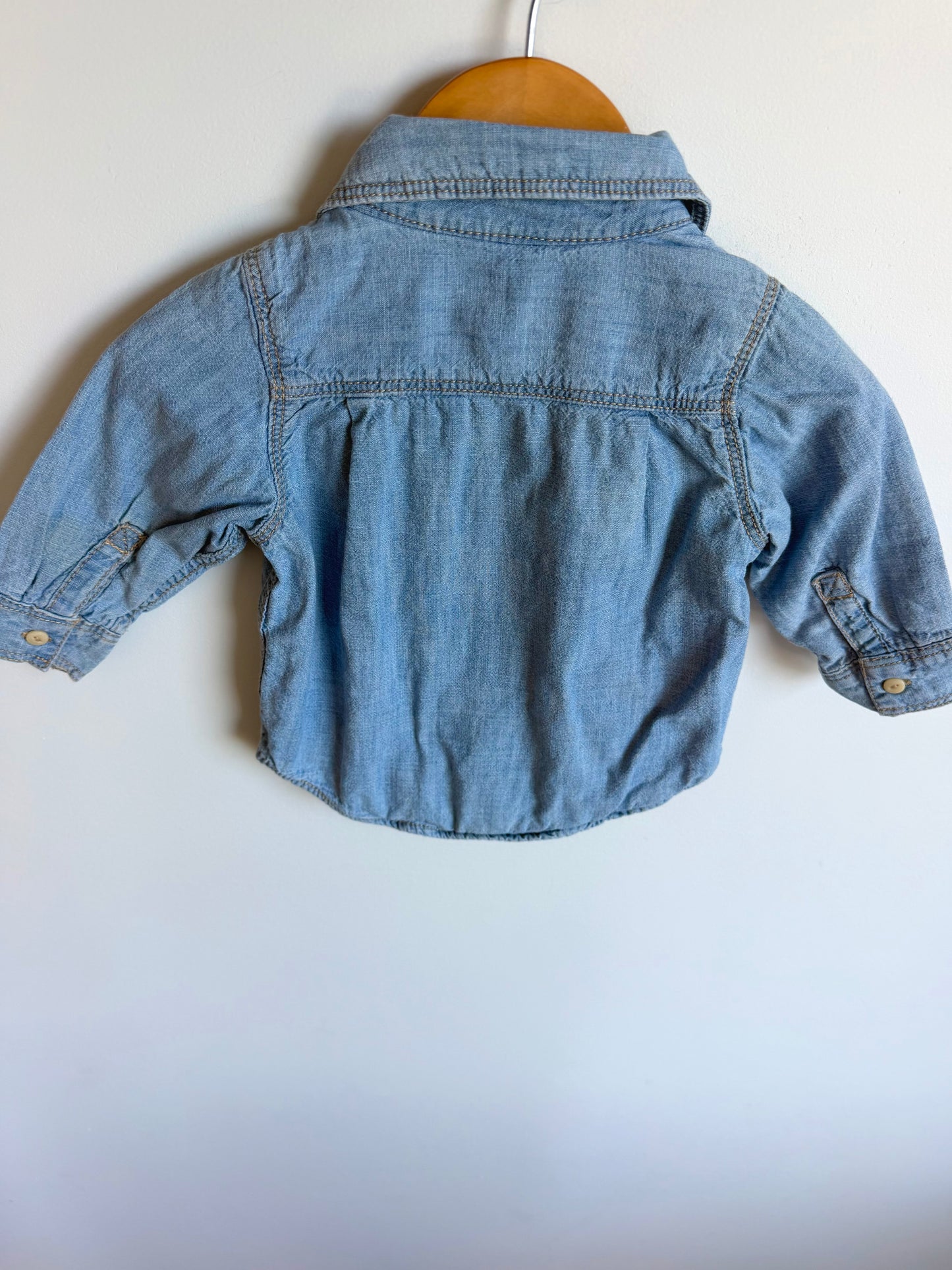 Denim Like Button Top / 6-12m