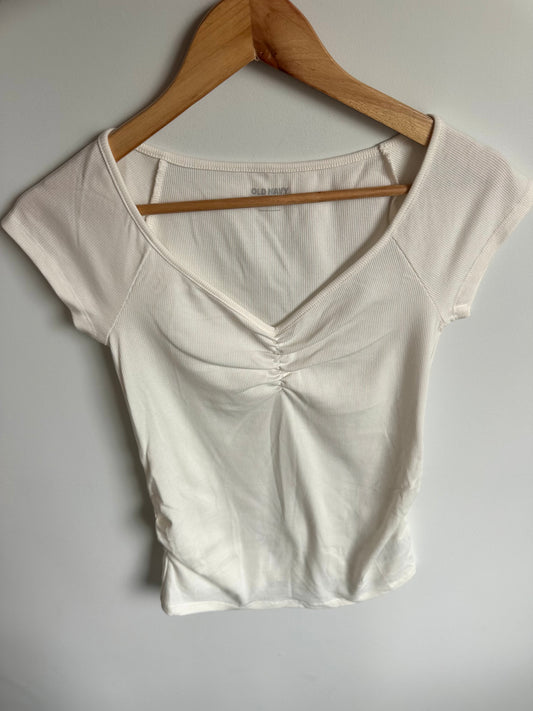 White V Neck Maternity Tank Top / Small