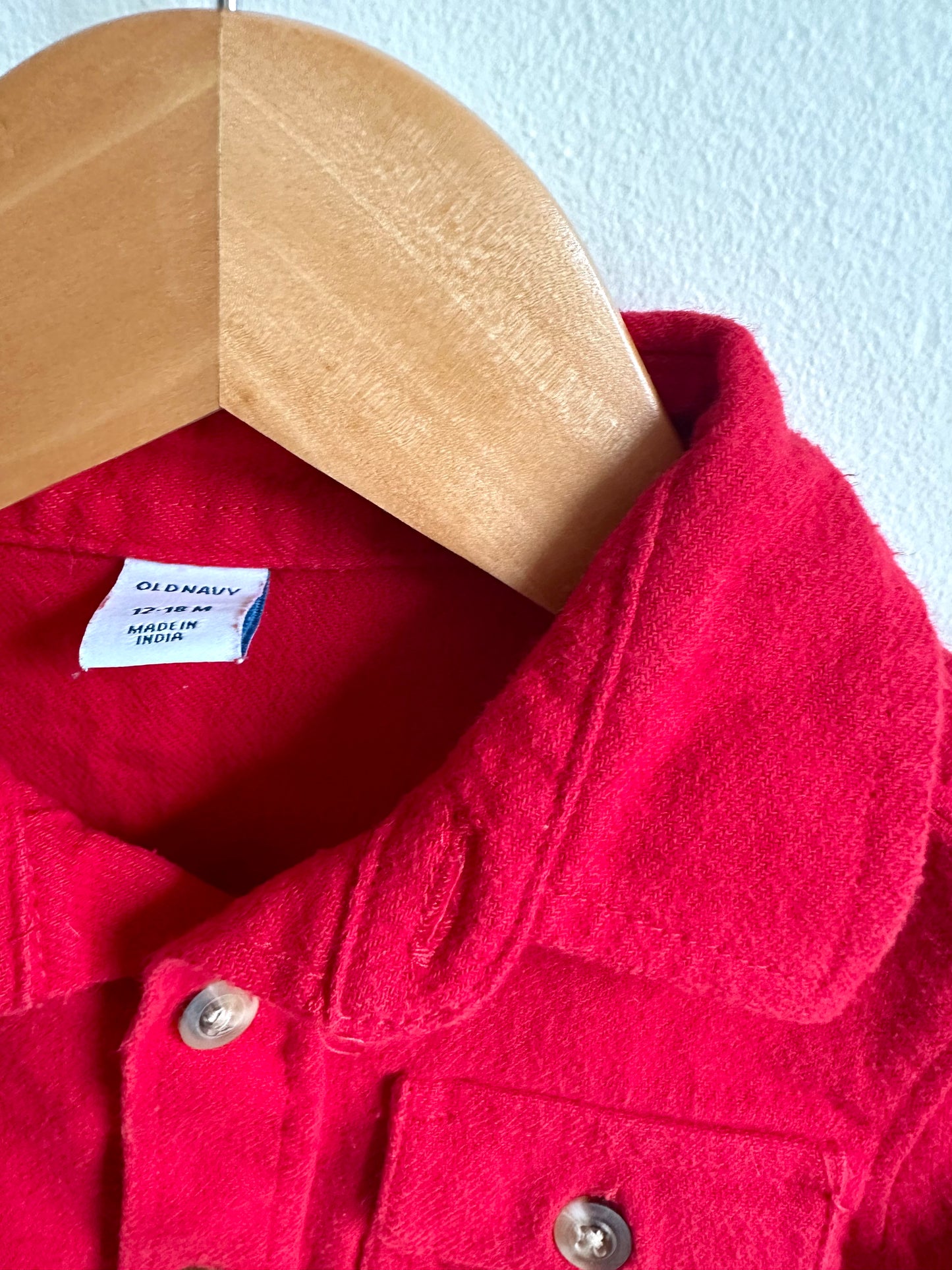 Red Collared Button Up Top / 12-18m