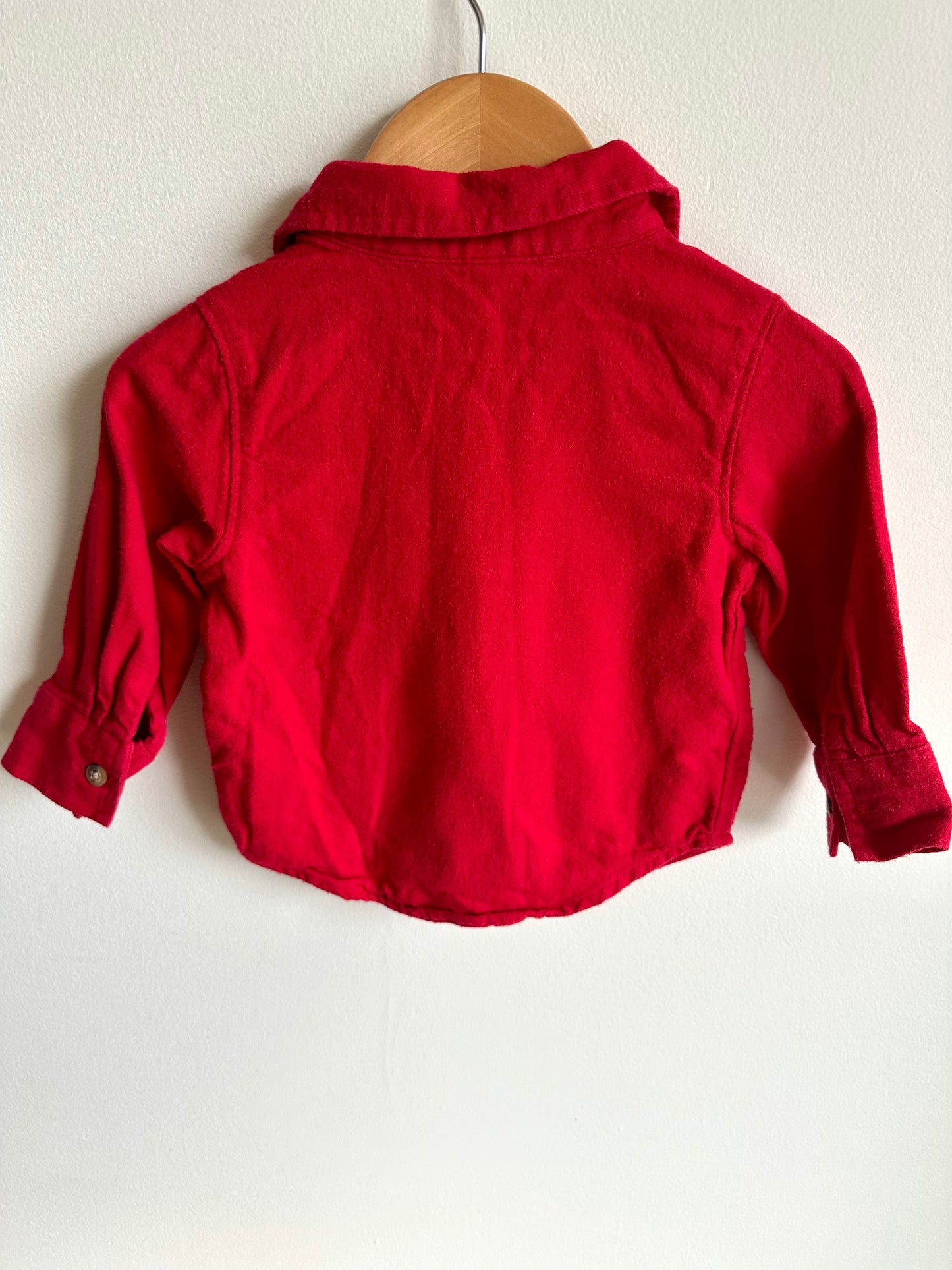 Red Collared Button Up Top / 12-18m