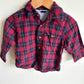 Red Plaid Button Up with Pocket Top / 12-18m