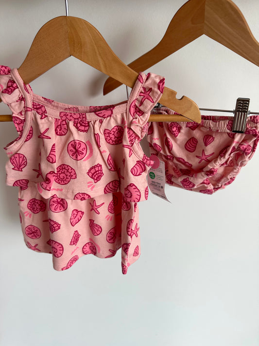 Pink Seashell Top + Bloomers Set (With Tags) / 6-9m